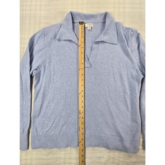 J. CREW Womens Polo Sweater Cashmere Cotton Preppy Old Money Periwinkle Blue XL - Picture 3 of 11